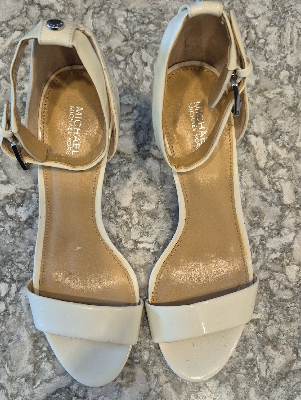 Michael Kors Cream Ankle-Strap Patent Sandals
